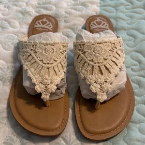 Fergalicious Cream Crochet Sandals